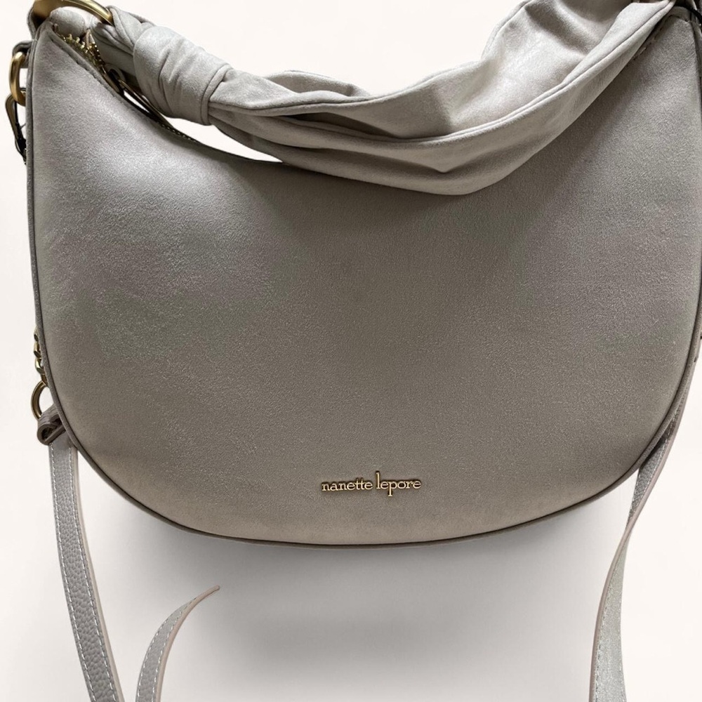 Nanette Lepore Pearl Colored Crossbody Bag with Faux Leather and Gold Hardware - Picture 4 of 10